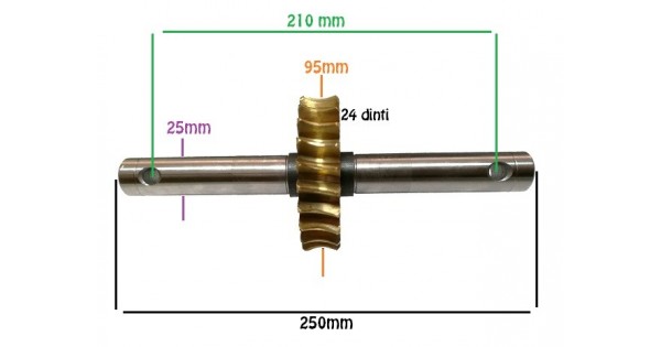 Pinion din bronz cu ax pentru motosapa / motocultor Szentkiraly